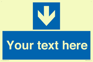 Custom Mandatory directional sign, blue arrow down